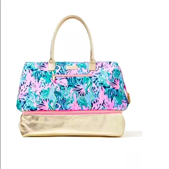 NWT🦄LILLY PULITZER JUMBO WEEKENDER BAG & ROBE BRINGING MERMAID BACK GRAIL SET🦄 - Picture 4 of 9